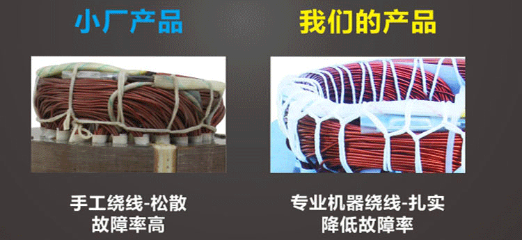 我廠定子繞阻均采用專業(yè)機器繞線相比手工繞線更扎實、故障率更低